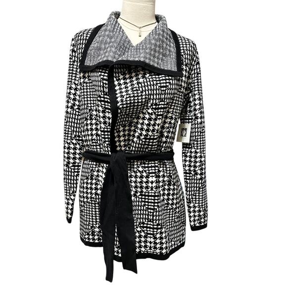 Anne Klein Sweaters - Anne Klein Houndstooth Belted Cardigan Sweater Women's Jacket Size Small NWT